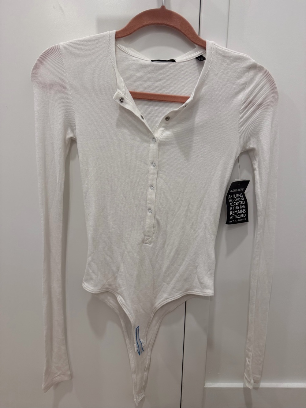 ATM White Long-Sleeve Henley Bodysuit